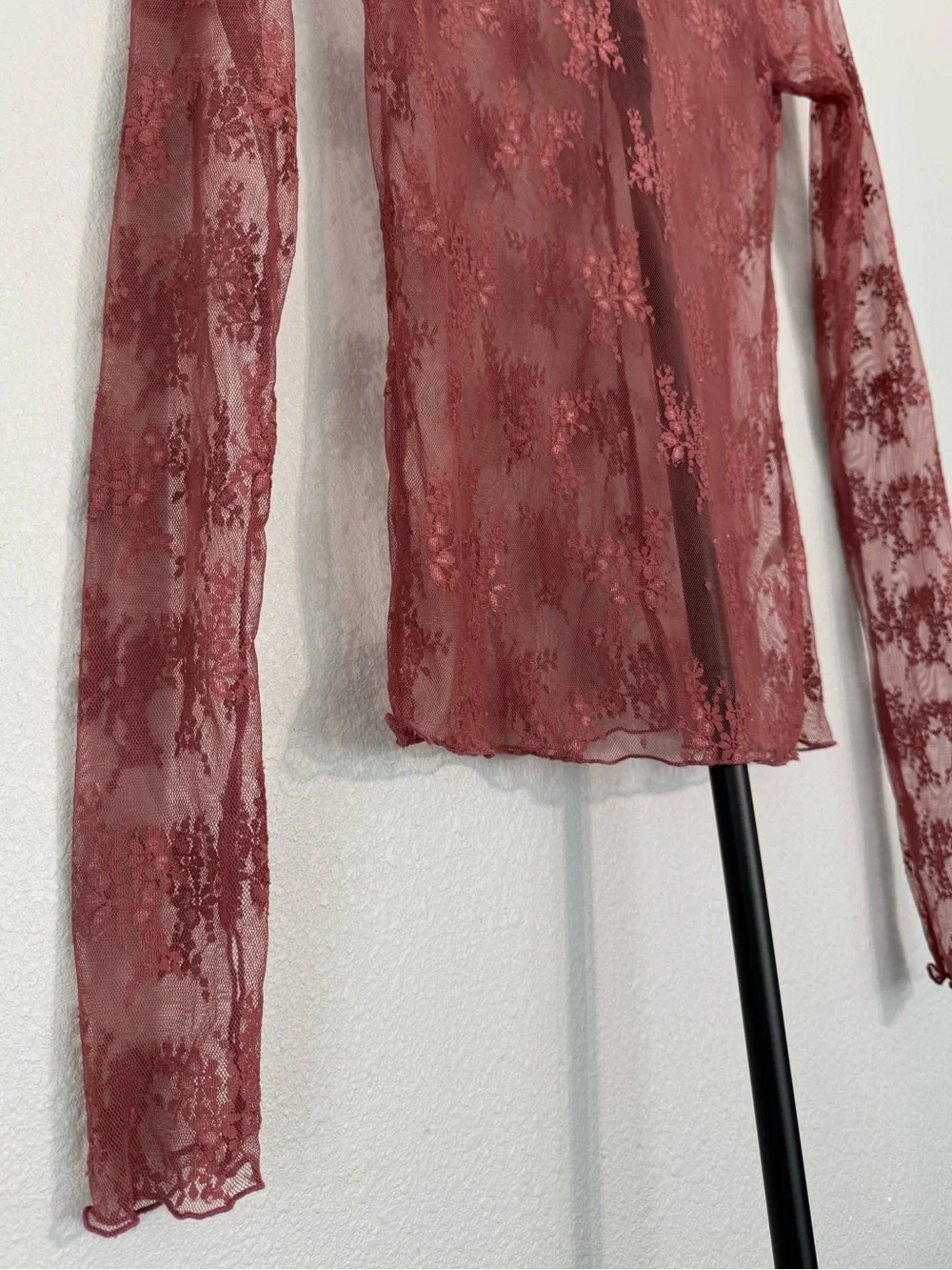 Free People Lady Lux Printed Layering Top Fawn Combo Long Sleeve Women Size S